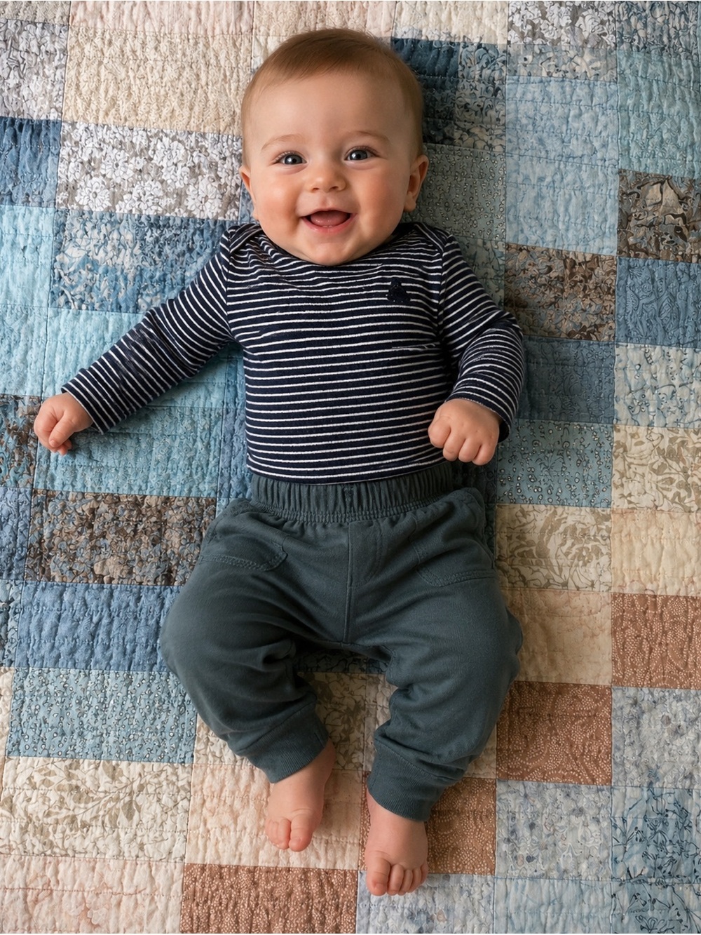 GAP Navy, Striped and Green Kids Matching Set Onesies Baby Sprouts Pants 0-3